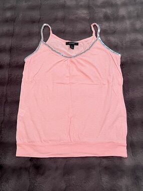 EXPRESS Pink Tank Top with Silver Sequin Trim (XS)